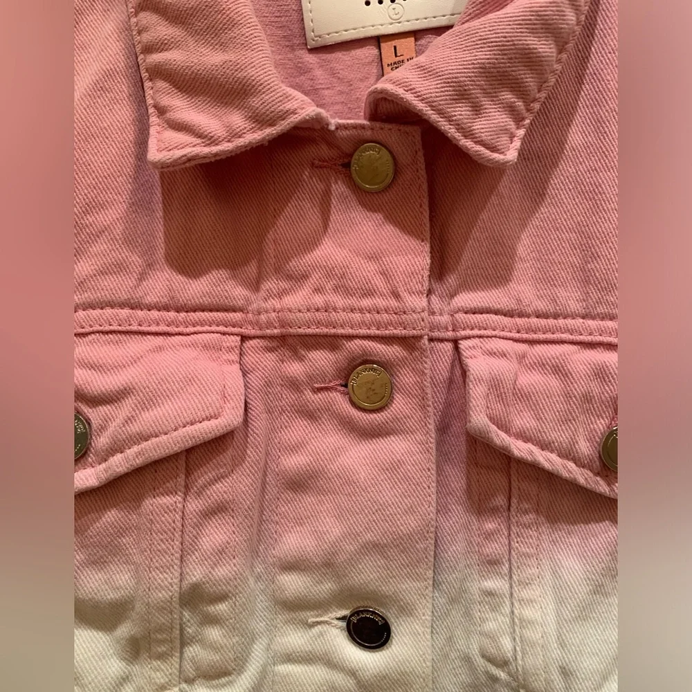 Blank NYC Denim Pink and White Size Large Jacket